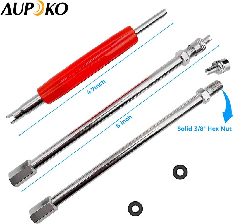 Aupoko 6Inch Valve Stem Extension, Dually Valve Stem Extenders Include Valve Core Removal Tool, 150mm Straight Metal Dual Wheel Valve Stem Extensions for Truck Tire, Dual Wheel Valve Stem Extensions - Image 4